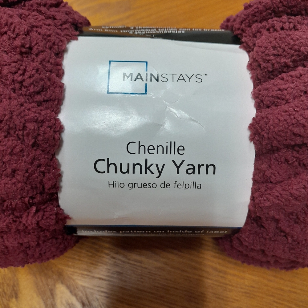 PRICE DROP! Chenile Chucky Burgundy Yarn NWT Size:OS  Mainstays